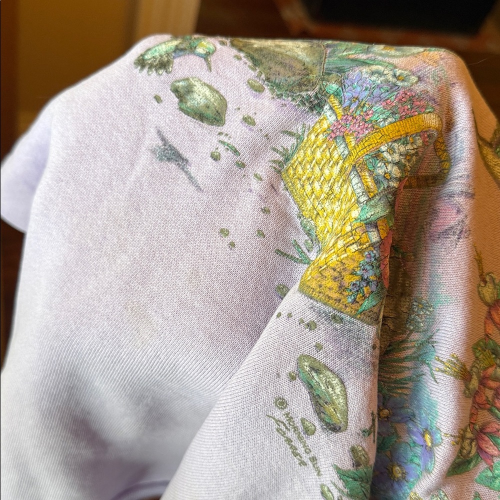 90’s Floral Hummingbird Vintage Granny Crewneck Sweater - Picture 10 of 10